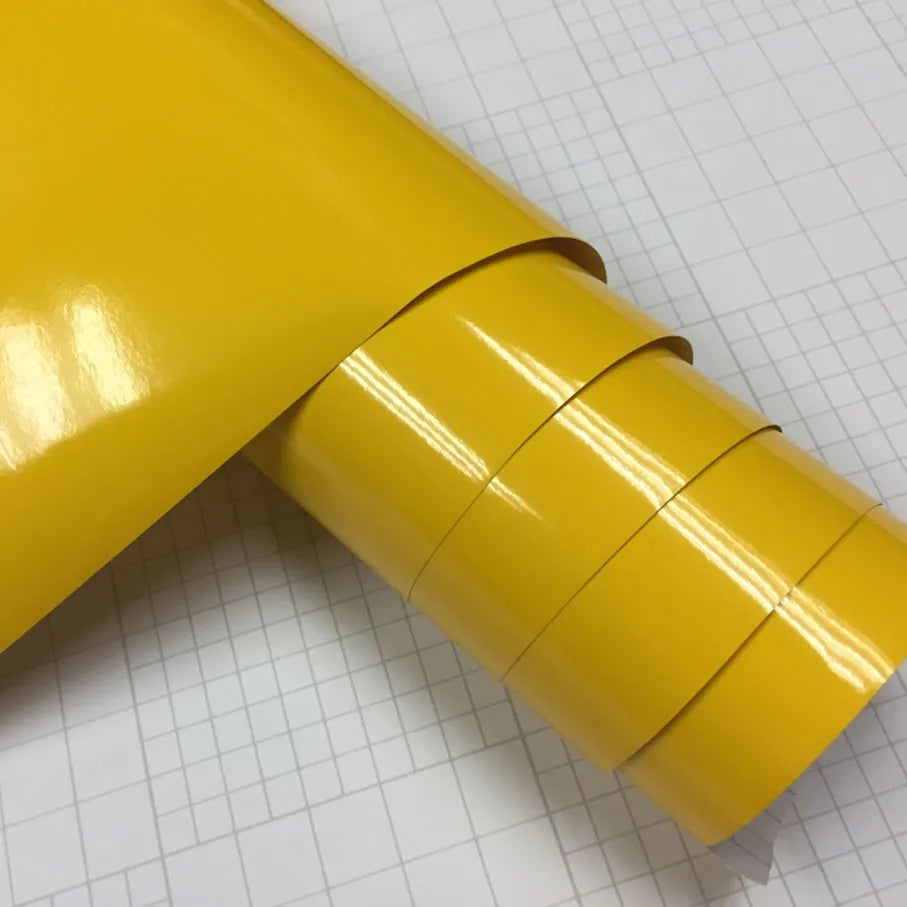 Pellicola Adesiva Giallo Lucido 30x152Cm Wrapping Auto Moto Glossy In Vinile