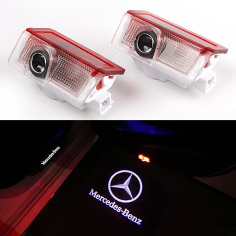 2 PROIETTORI LOGO MERCEDES CLASSE A B C E M LED PORTIERE SOTTOPORTA