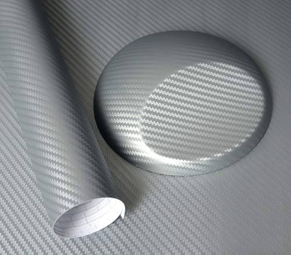 Pellicola Adesiva Trama Carbonio Argento 3d 30x127Cm Wrapping Auto Moto In Vinile