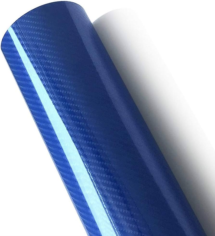 Pellicola Adesiva Trama Carbonio Blu 5d Lucido 30x100Cm Wrapping Auto Moto In Vinile