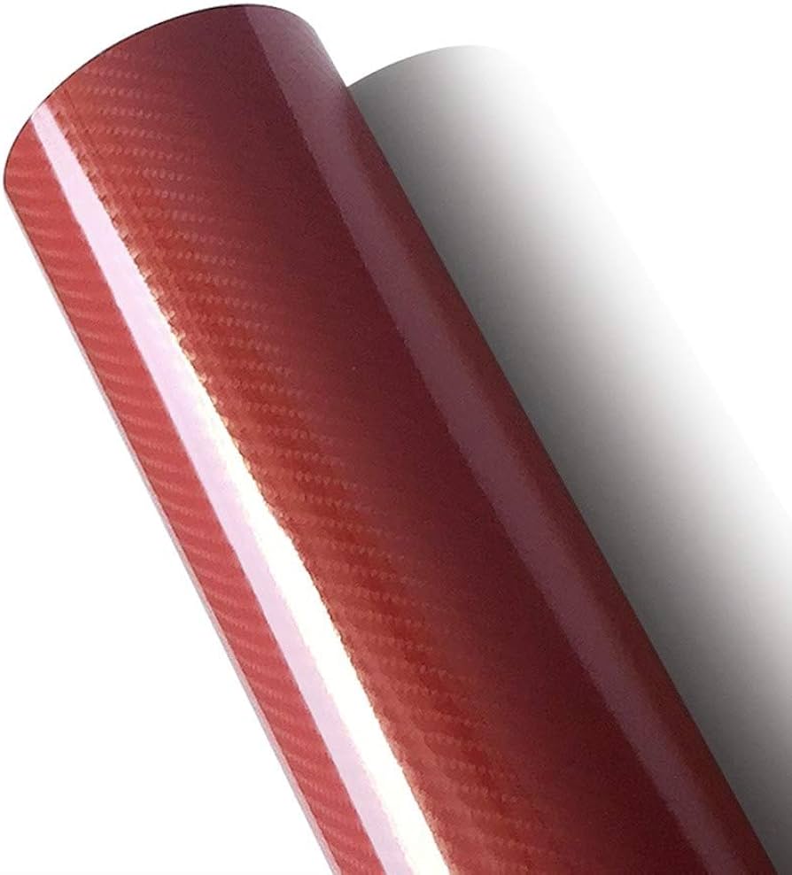 Pellicola Adesiva Trama Carbonio Rosso 5d Lucido 30x100Cm Wrapping Auto Moto In Vinile