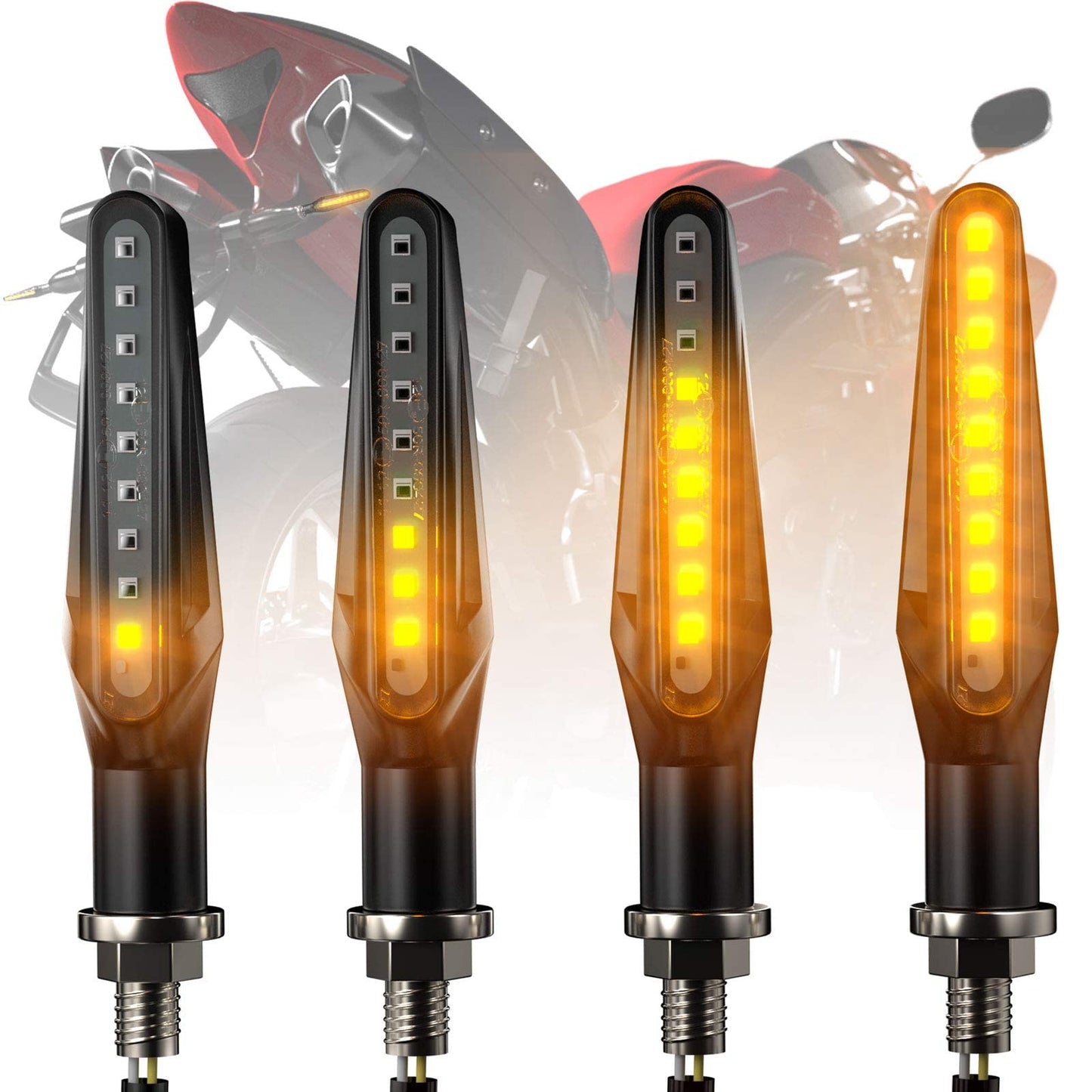 COPPIA FRECCE MOTO LED CON ACCENSIONE SEQUENZIALE DINAMICA ARANCIONE UNIVERSALI