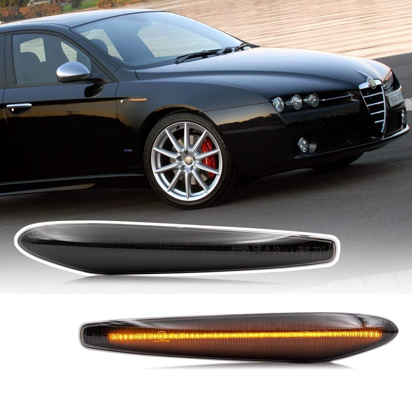 COPPIA FRECCE LATERALI NERO FUME' DINAMICHE A LED ALFA ROMEO 159 BRERA SPIDER