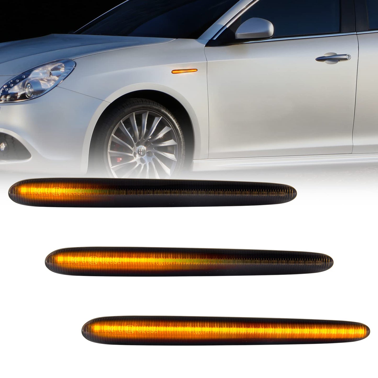 COPPIA FRECCE LATERALI DINAMICHE A LED PER ALFA ROMEO GIULIETTA NERO FUMÈ
