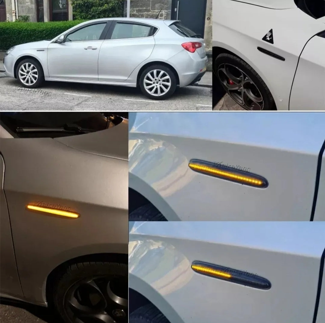 COPPIA FRECCE LATERALI DINAMICHE A LED PER ALFA ROMEO GIULIETTA NERO FUMÈ