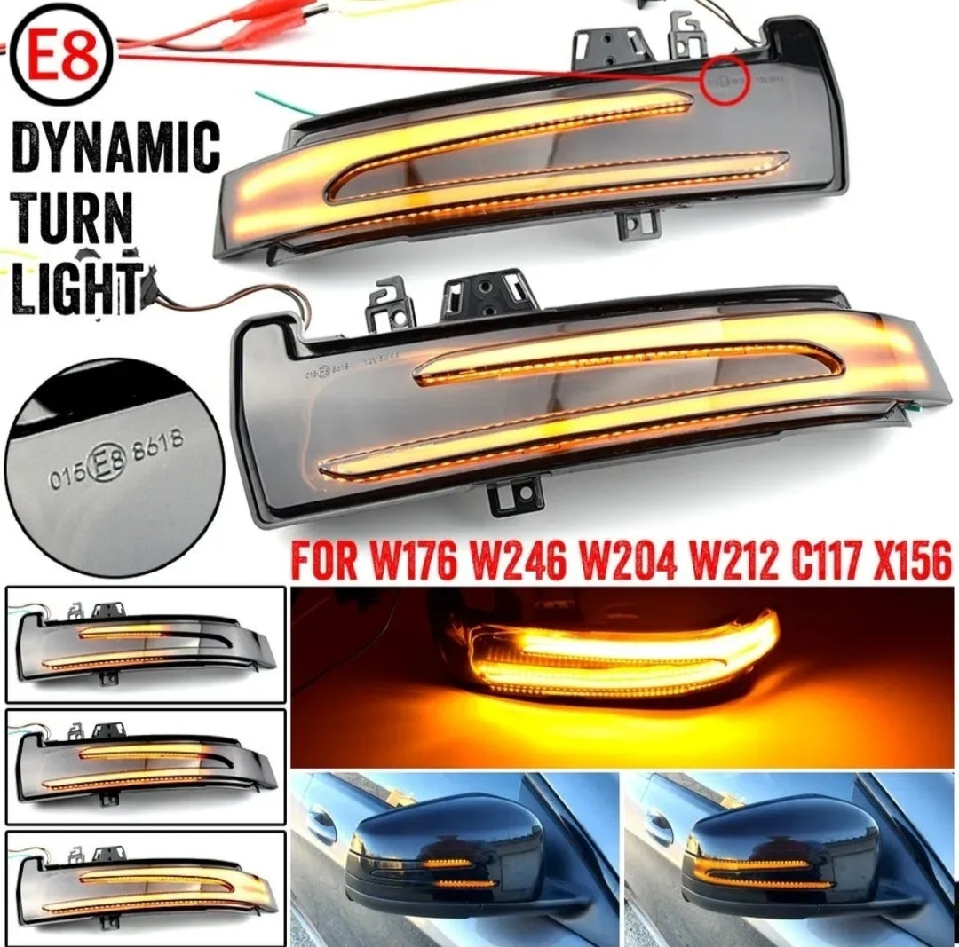 COPPIA FRECCE LED SPECCHIETTI MERCEDES CLASSE A B C E CLA GLA CLS GLK DINAMICHE
