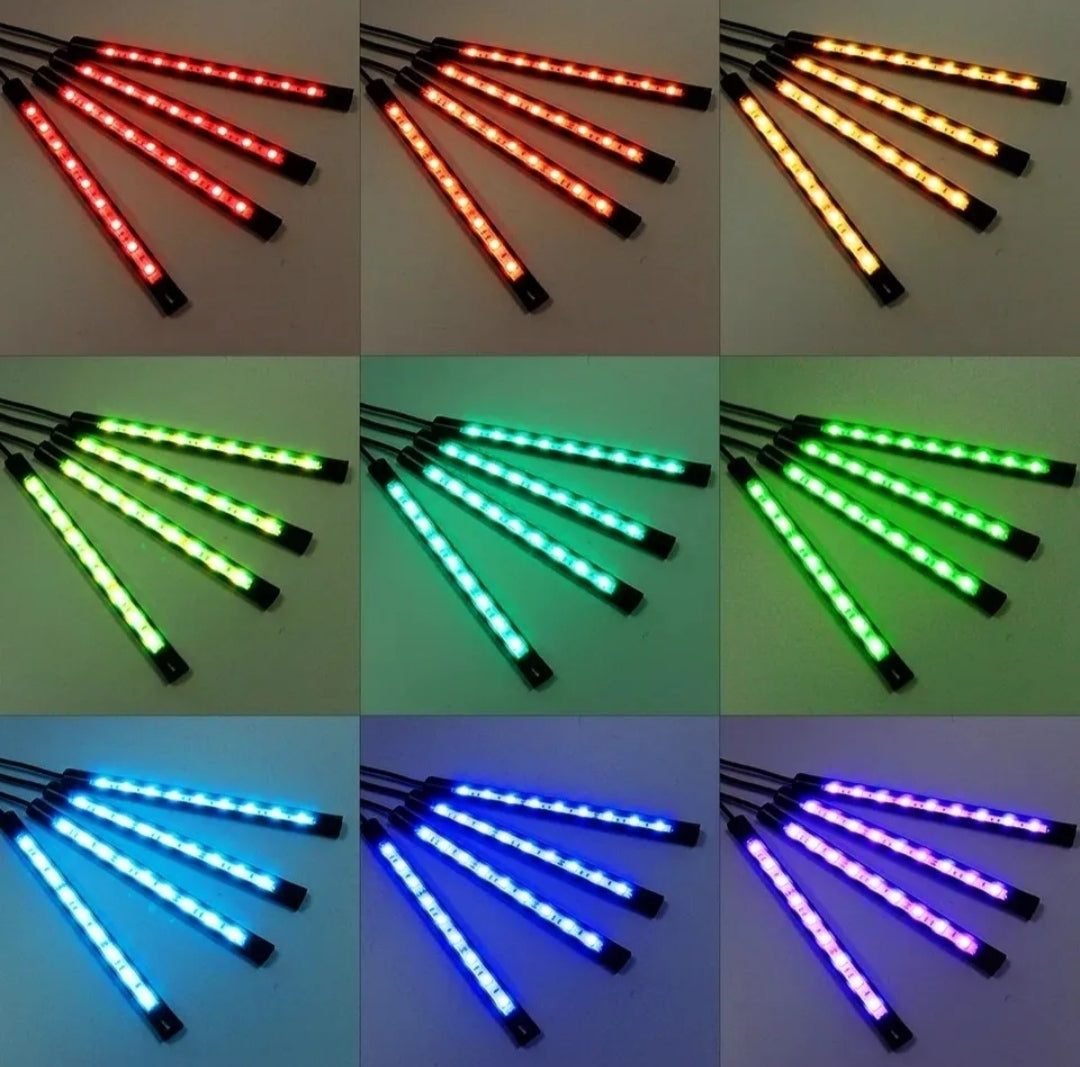 STRISCIA INTERNI AUTO VANO PIEDI 36 LED APP RGB LUCI ATMOSFERA AMBIENTE USB 5V