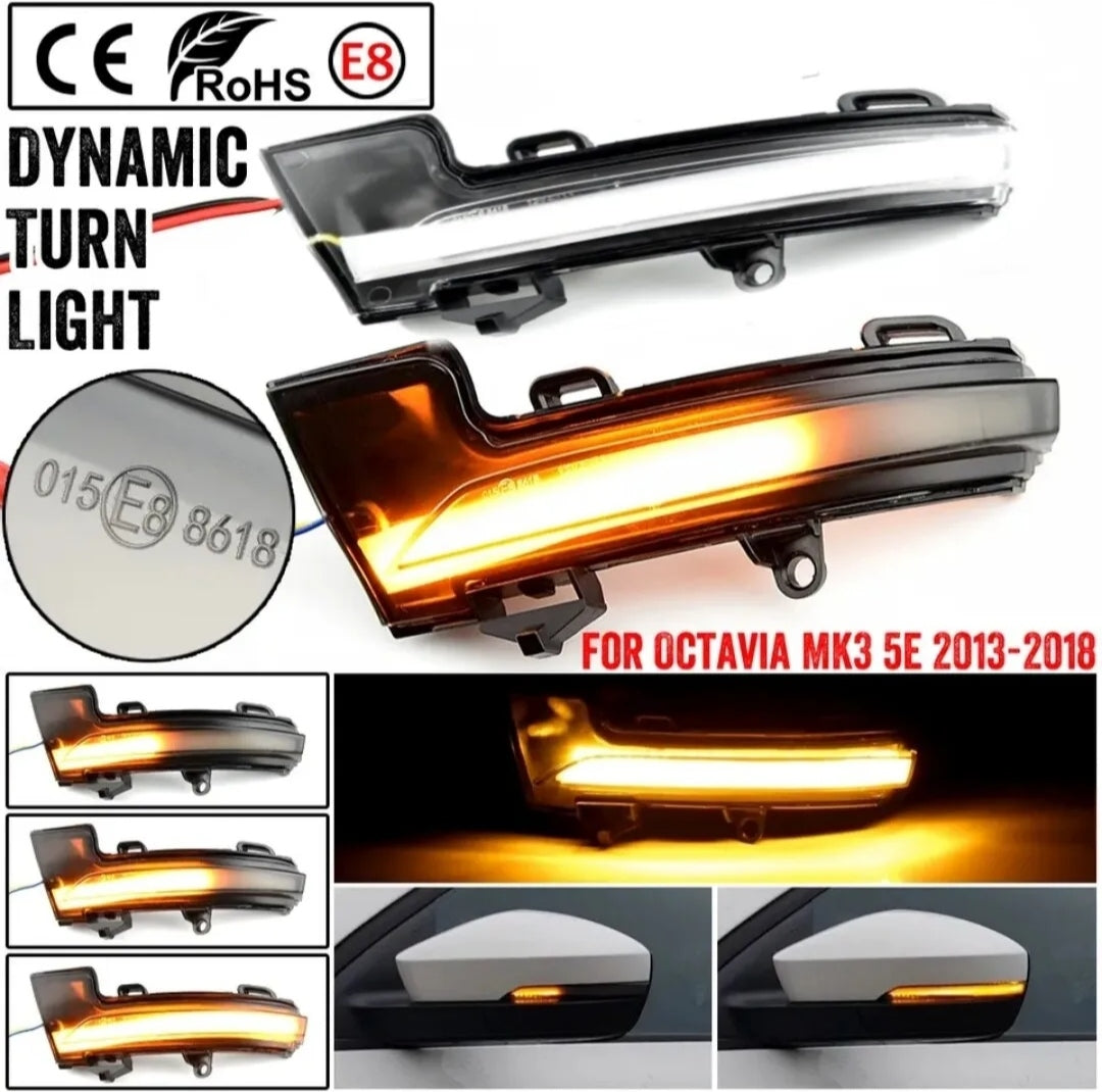 COPPIA FRECCE SPECCHIETTI SKODA OCTAVIA III LED DINAMICHE PROGRESSIVE