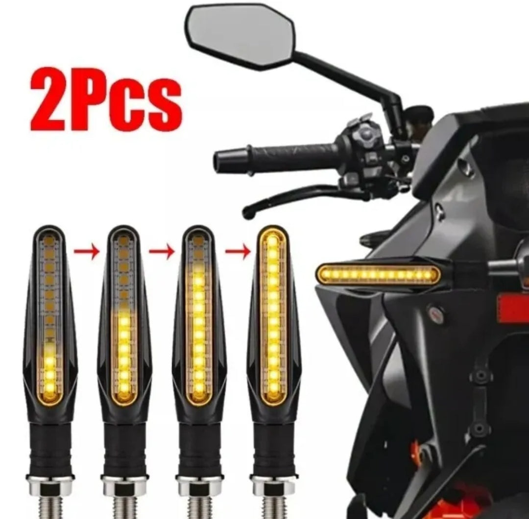 COPPIA FRECCE MOTO LED CON ACCENSIONE SEQUENZIALE DINAMICA ARANCIONE UNIVERSALI