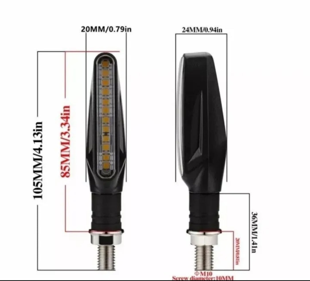 COPPIA FRECCE MOTO LED CON ACCENSIONE SEQUENZIALE DINAMICA ARANCIONE UNIVERSALI