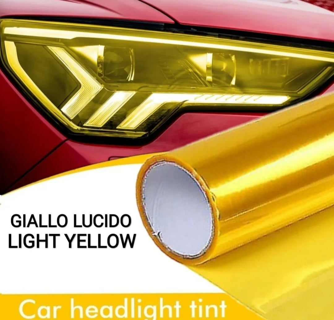 Pellicola Oscurante Adesiva Vinile Giallo Per Fari Fanali Auto Moto 30x100 Vynil Wrap