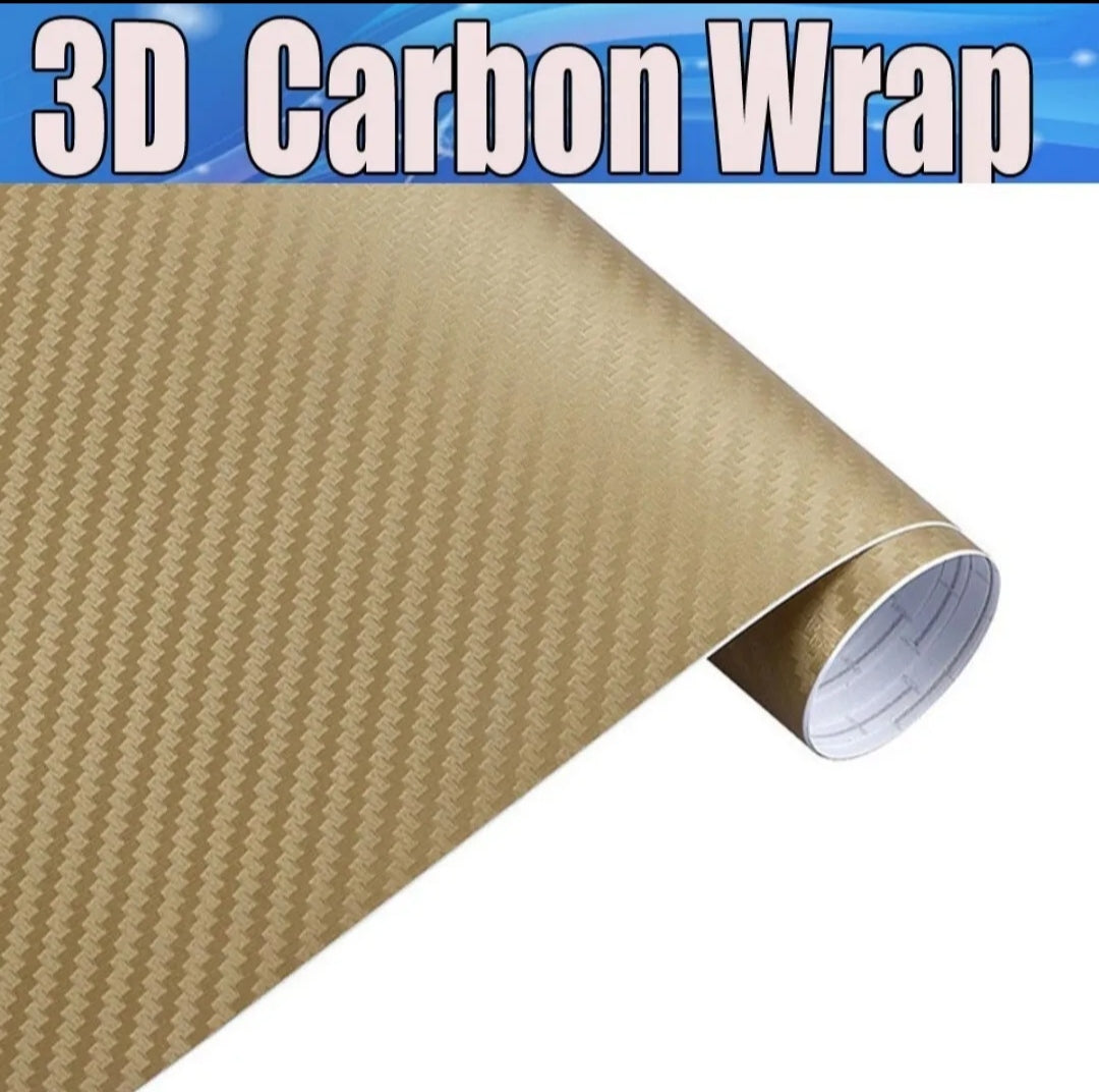Pellicola Adesiva Trama Carbonio Oro Gold 3d 30x127Cm Wrapping Auto Moto In Vinile
