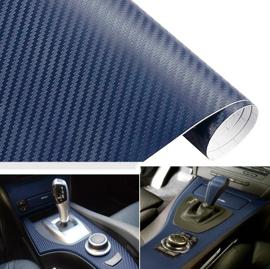 Pellicola Adesiva Trama Carbonio Blu 3d 30x127Cm Wrapping Auto Moto In Vinile
