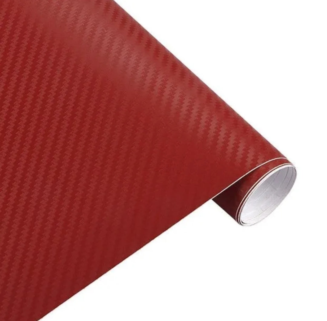 Pellicola Adesiva Trama Carbonio Rosso 3d 30x127Cm Wrapping Auto Moto In Vinile