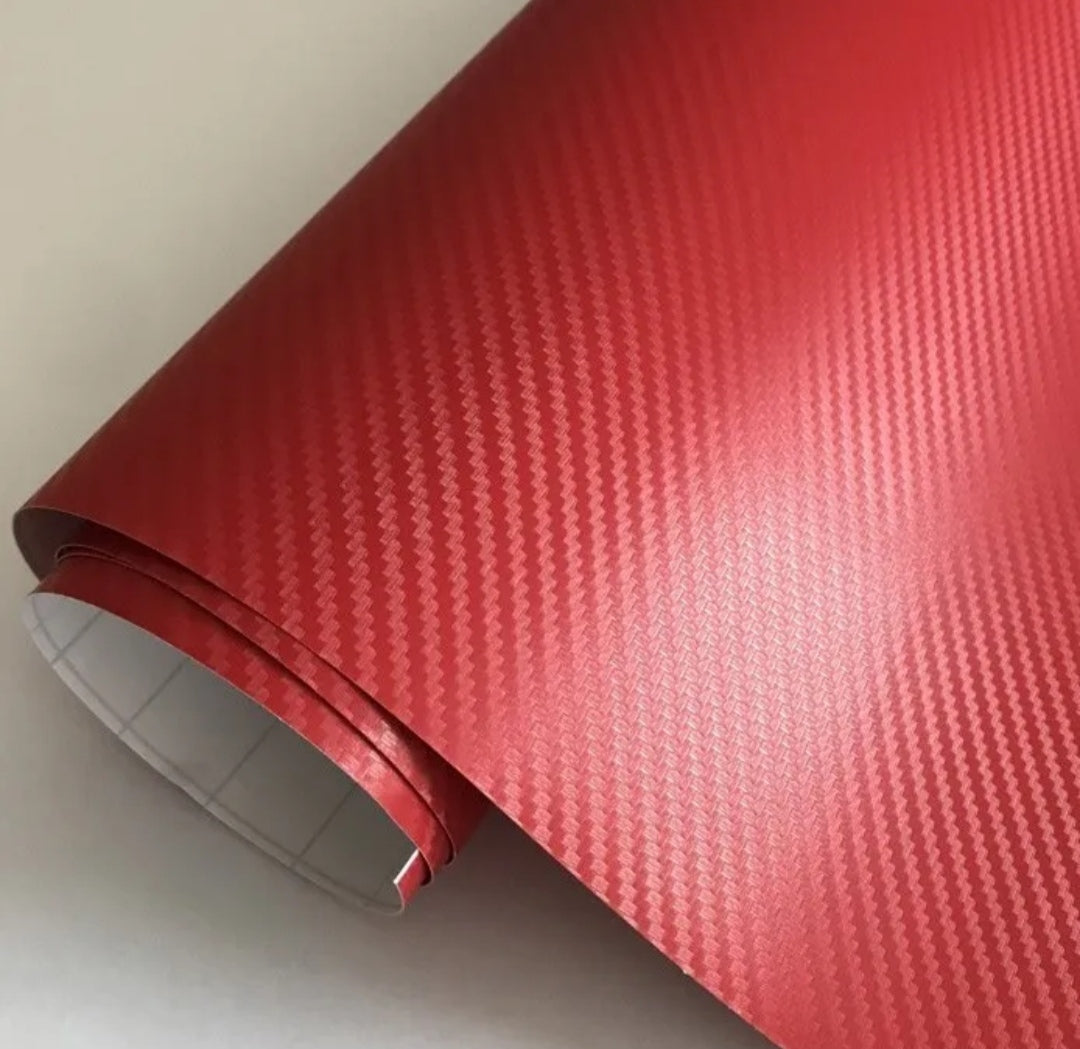 Pellicola Adesiva Trama Carbonio Rosso 3d 30x127Cm Wrapping Auto Moto In Vinile