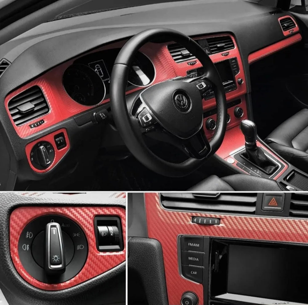 Pellicola Adesiva Trama Carbonio Rosso 3d 30x127Cm Wrapping Auto Moto In Vinile