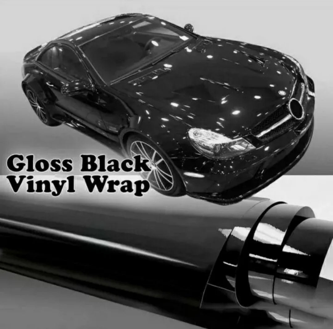 Pellicola Adesiva Nero Lucido 30x152Cm Wrapping Auto Moto Glossy In Vinile