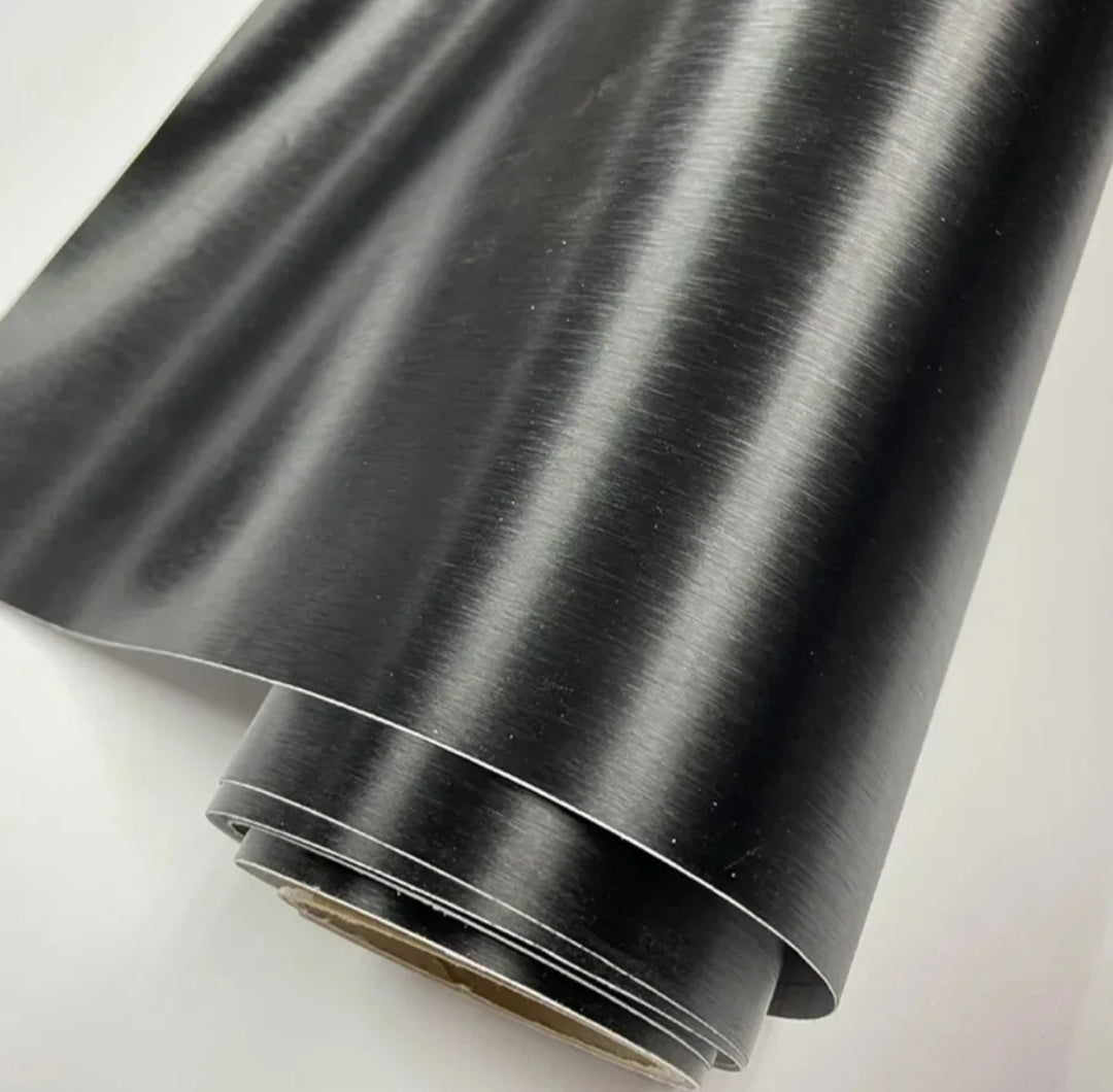 Pellicola Adesiva Nero Spazzolato Opaco 30x100Cm Wrapping Auto Moto Matte In Vinile