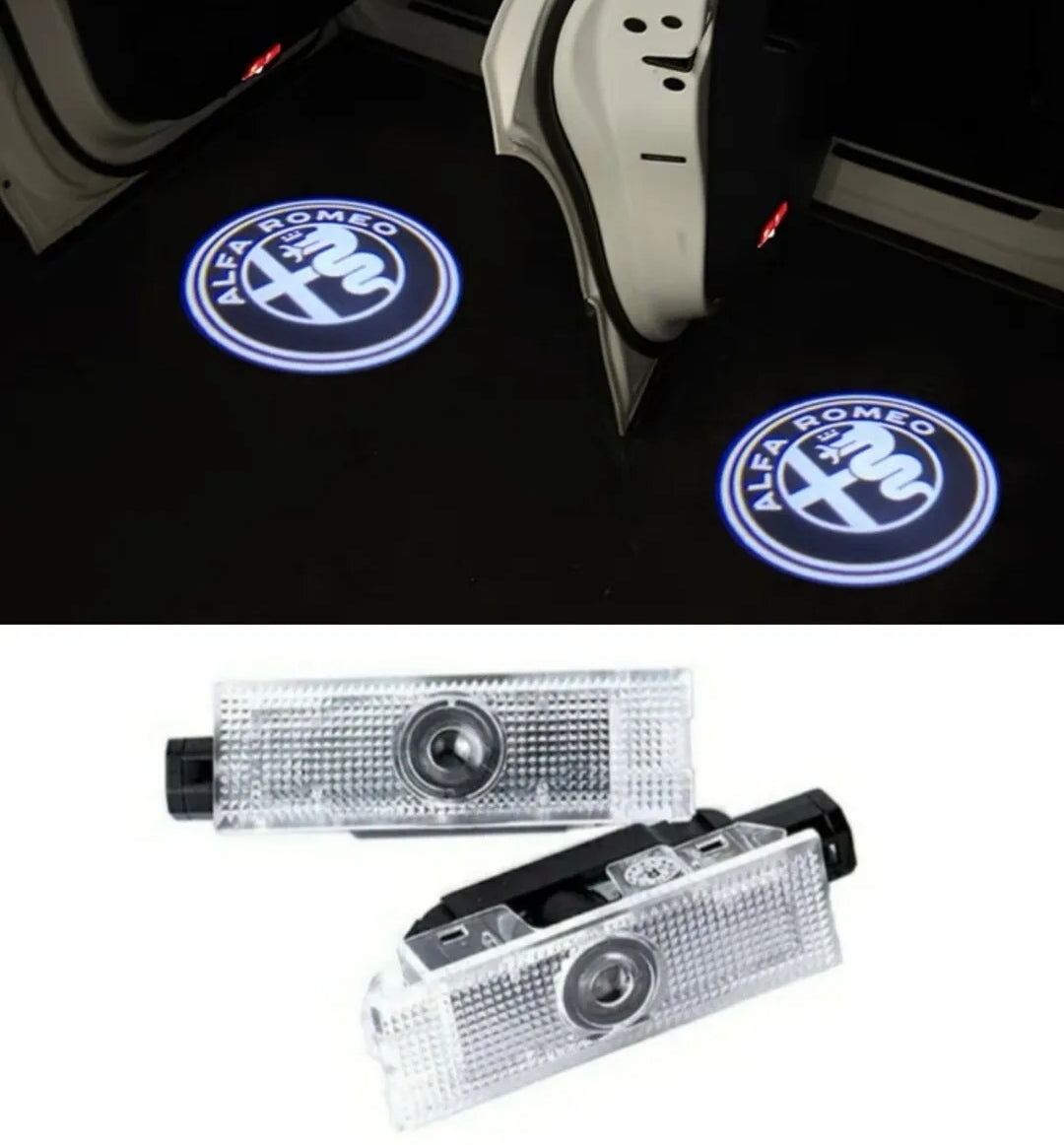 2 PROIETTORI LED LUCI SOTTOPORTA PER ALFA ROMEO GIULIA CON LOGO PLUG AND PLAY CANBUS