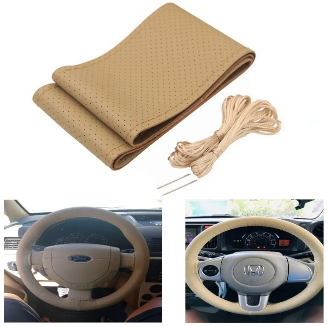 Coprivolante Da Cucire In SimilPelle Beige Cover Auto Volante