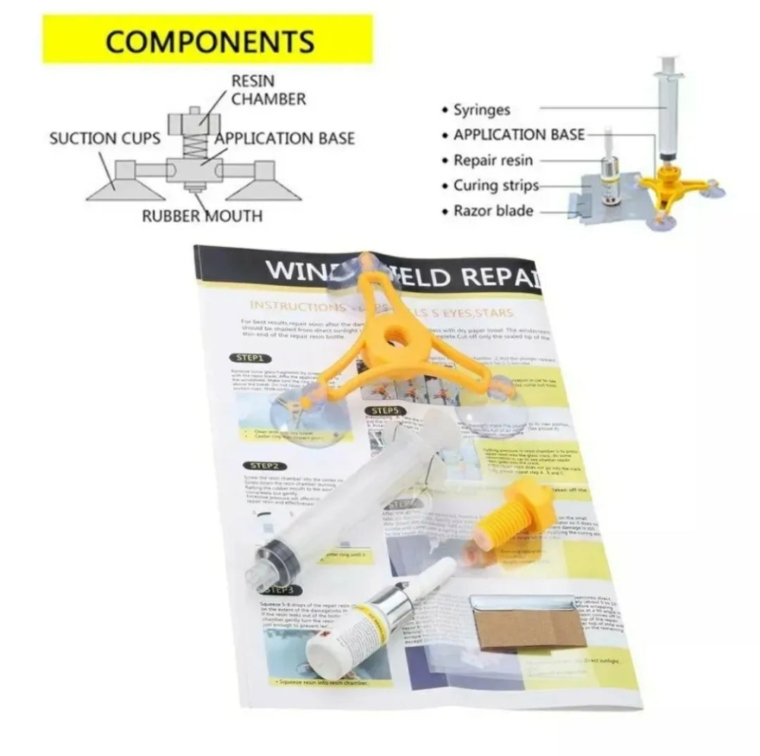 Kit Ripara Vetri Parabrezza Fai Da Te Auto Con Resina
