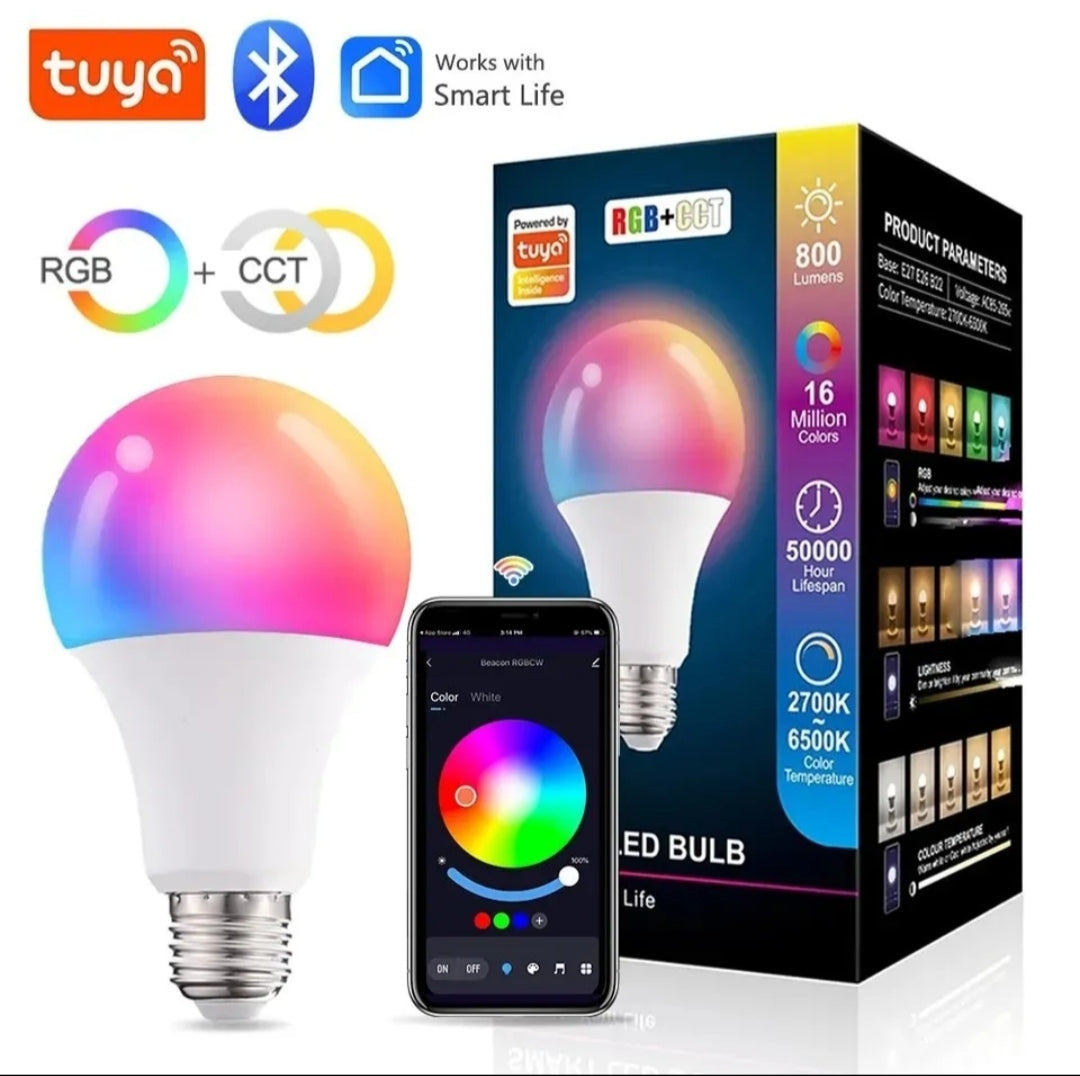 LAMPADA LED RGB+W E27 APP BLUETOOTH SMART LAMPADINA DIMMER 16 COLORI IOS ANDROID