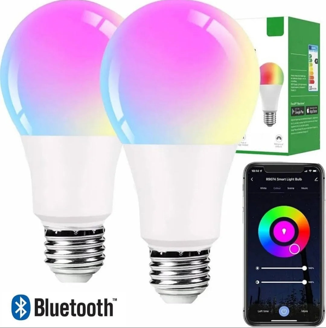 2 LAMPADE LED RGB+W E27 APP BLUETOOTH SMART LAMPADINA DIMMER 16 COLORI IOS ANDROID