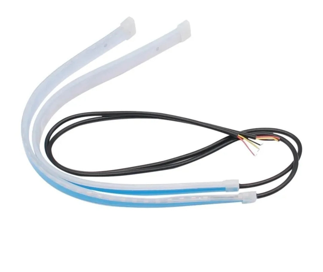 2x Strisce Fari 60cm Auto LED Tubo Flessibile Angel Strip DRL luce bianco ambra
