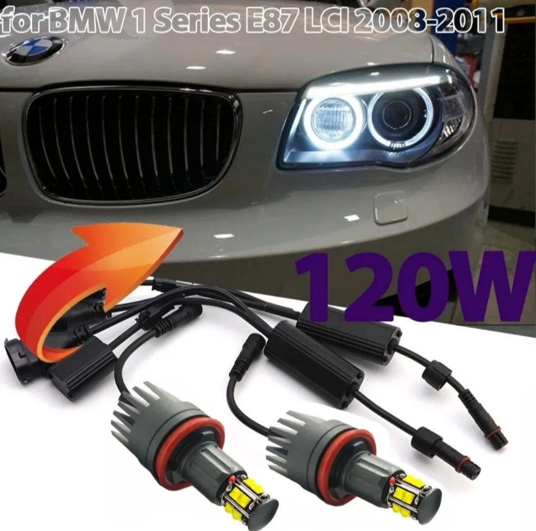 LAMPADE LED ANGEL EYES H8 PER BMW SERIE 1 E87 120W LUCI DI POSIZIONE 6000K
