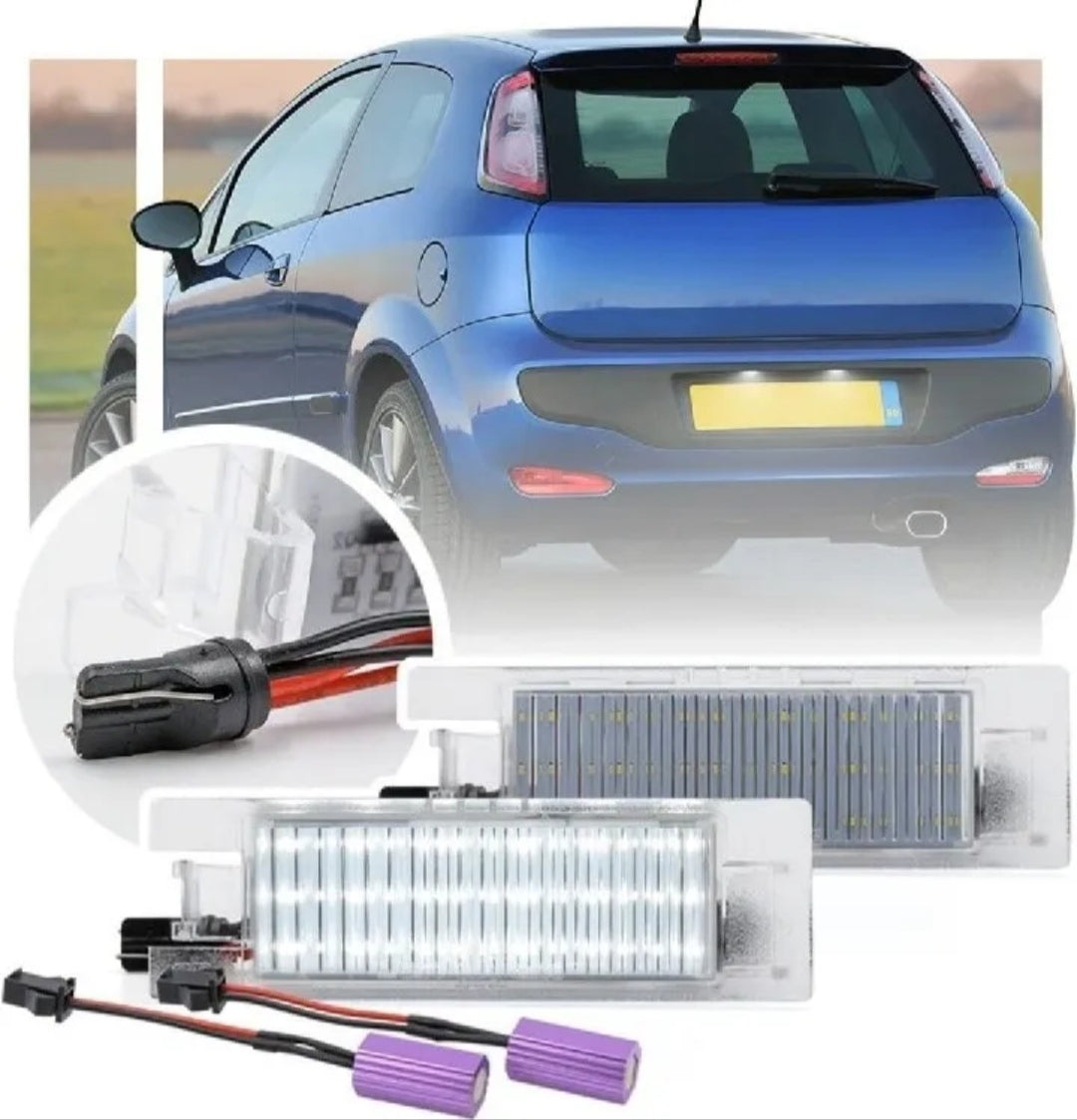 PLACCHETTE A LED LUCI TARGA FIAT GRANDE PUNTO 18 LED SPECIFICHE 6000K CANBUS NO ERROR