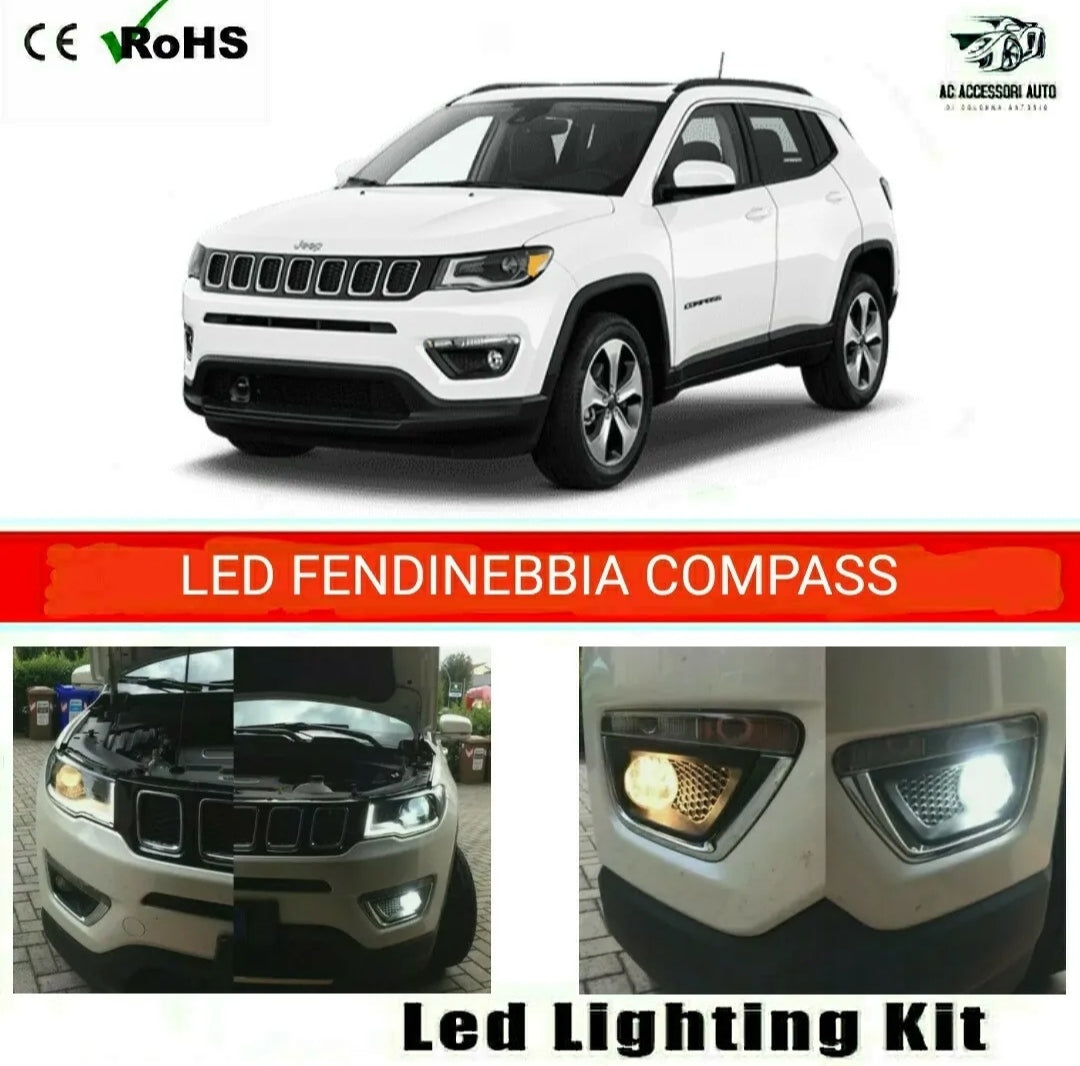 COPPIA LAMPADE FENDINEBBIA JEEP COMPASS 2 H11 LED CSP CANBUS 6000K NO ERROR
