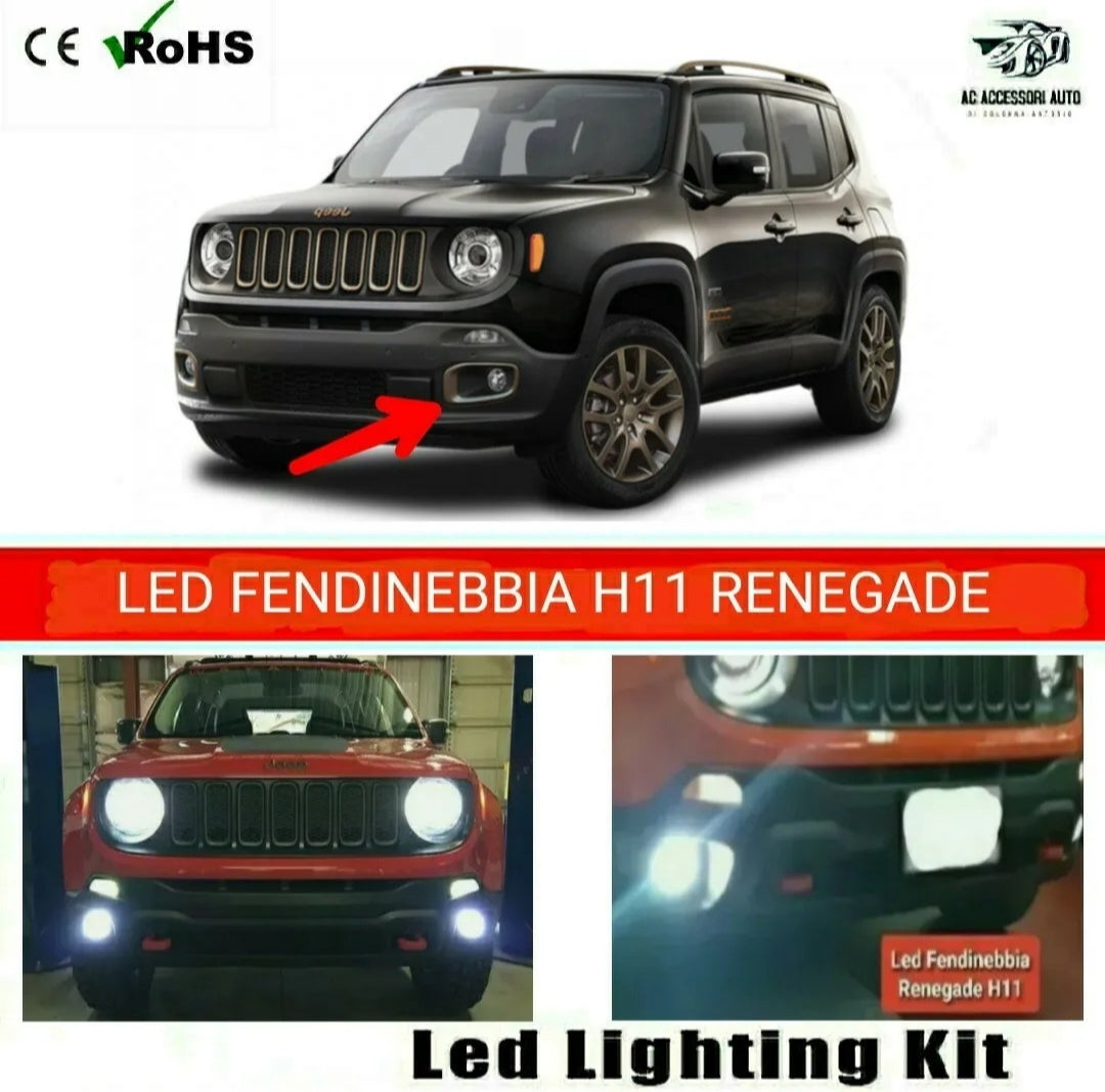 COPPIA LAMPADE FENDINEBBIA JEEP RENEGADE H11 LED CSP CANBUS 6000K NO ERROR