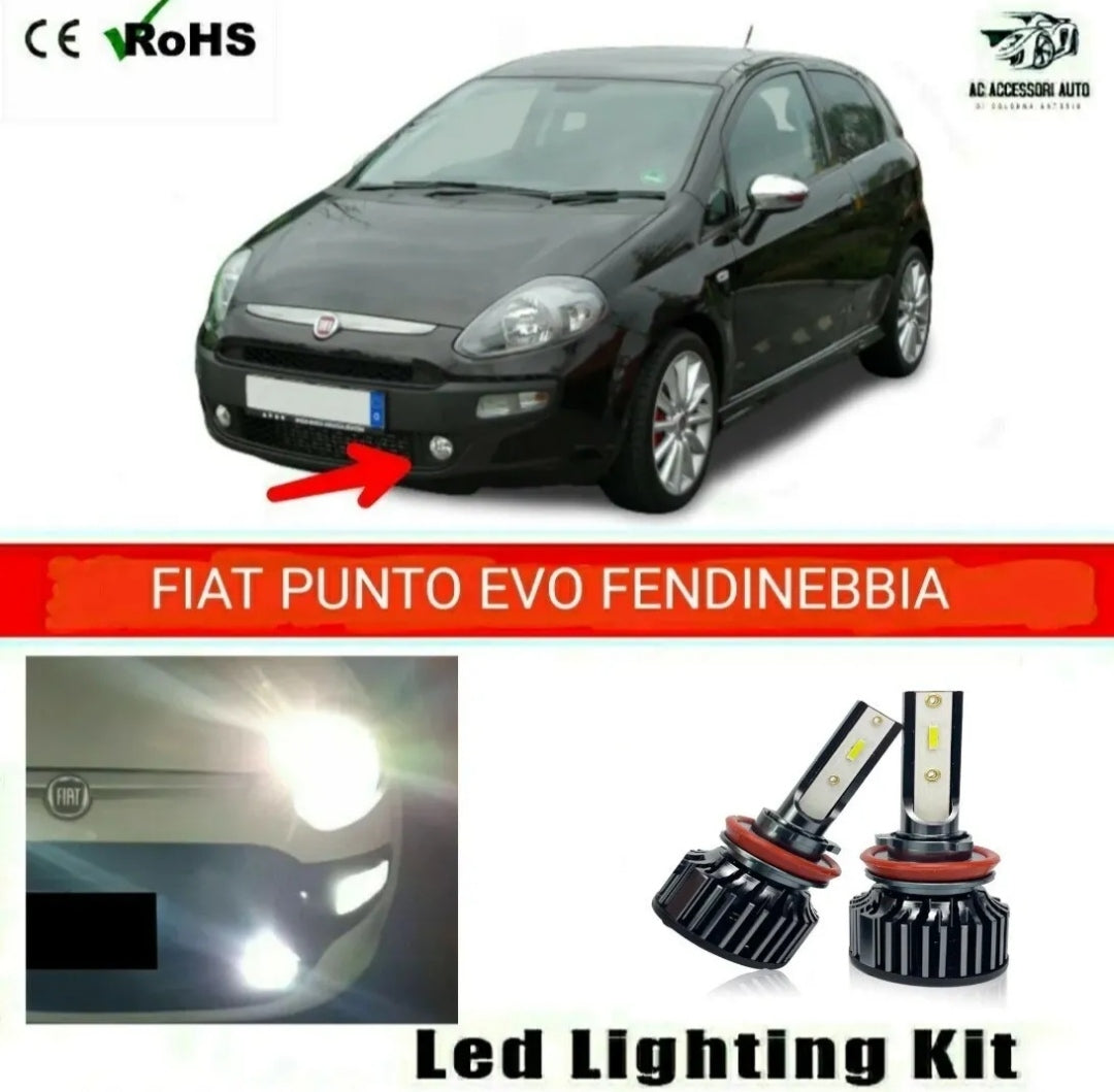 COPPIA LAMPADE FENDINEBBIA FIAT PUNTO EVO H11 LED CSP CANBUS 6000K NO ERROR