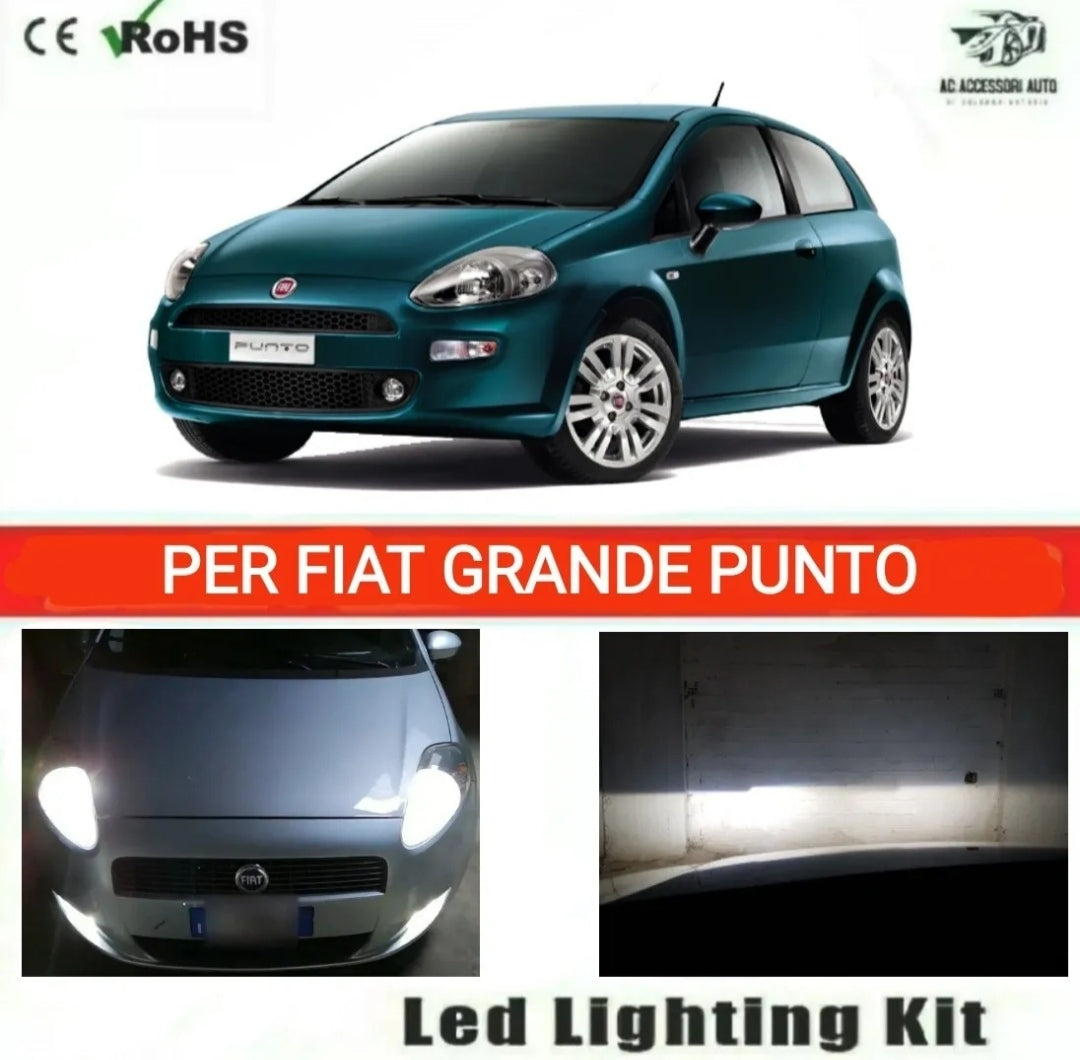 LAMPADE H4 LED FIAT GRANDE PUNTO 12000 LUMEN ANABBAGLIANTE + ABBAGLIANTE CANBUS NO ERROR