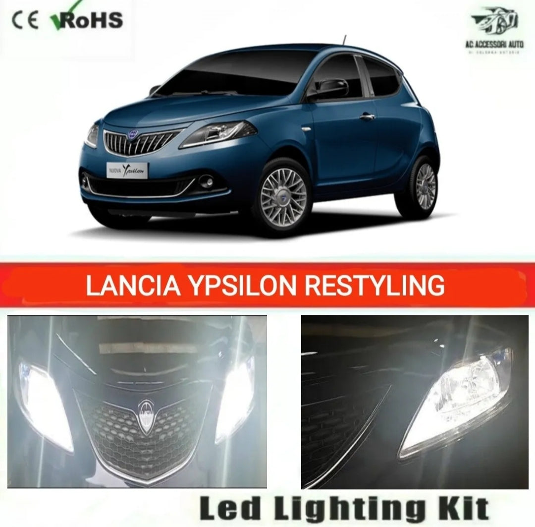 LAMPADE H4 LED LANCIA YPSILON RESTYLING 12000 LUMEN ANABBAGLIANTE + ABBAGLIANTE CANBUS NO ERROR