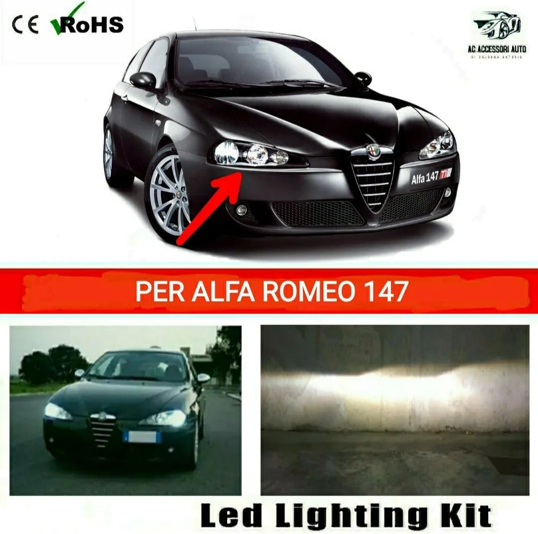 KIT LED H7 PER ANABBAGLIANTI CON LENTICOLARE ALFA ROMEO 147 6000K CANBUS NO ERROR