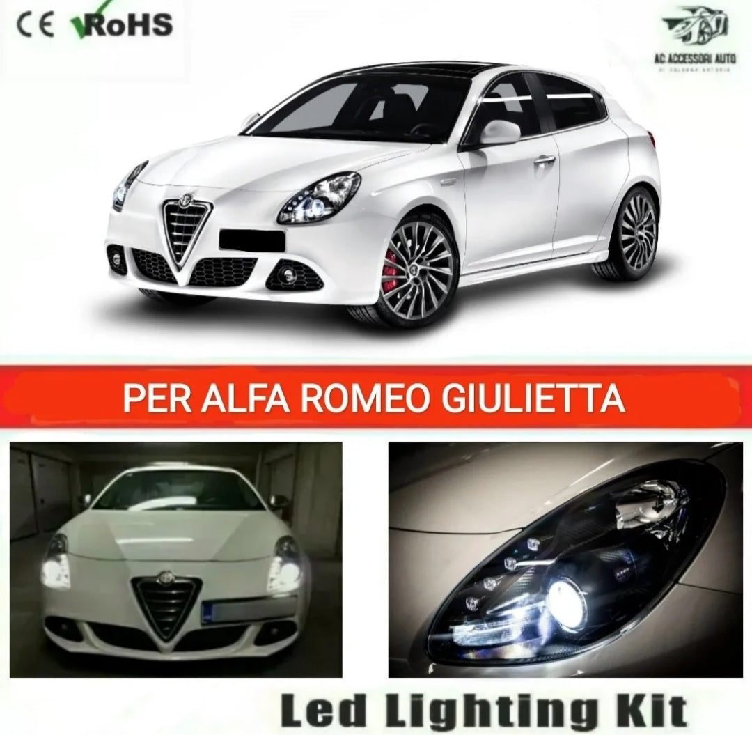 KIT LED H7 PER ANABBAGLIANTI CON LENTICOLARE ALFA ROMEO GIULIETTA 6000K CANBUS NO ERROR