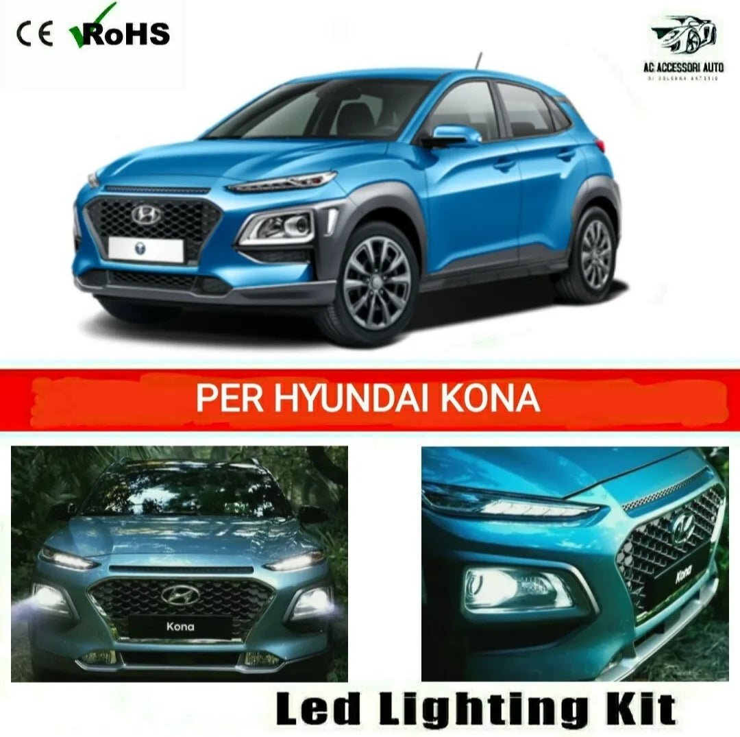 KIT LED H7 PER ANABBAGLIANTI CON LENTICOLARE HYUNDAI KONA 6000K CANBUS NO ERROR
