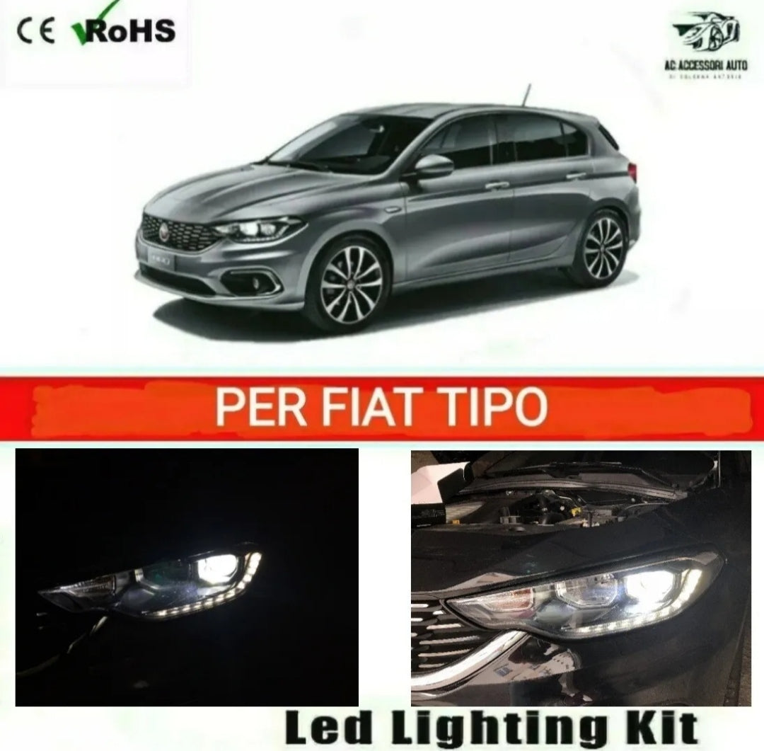 KIT LED H7 PER ANABBAGLIANTI CON LENTICOLARE FIAT TIPO 6000K CANBUS NO ERROR