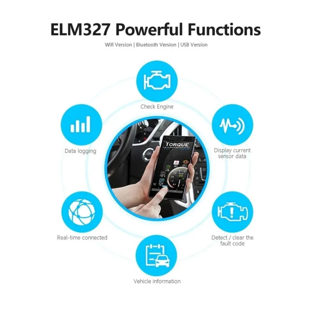 ELM327 DISPOSITIVO DI DIAGNOSTICA OBDII OBD2 SCANNER PER AUTO E MOTO DIAGNOSI ANDROID IOS