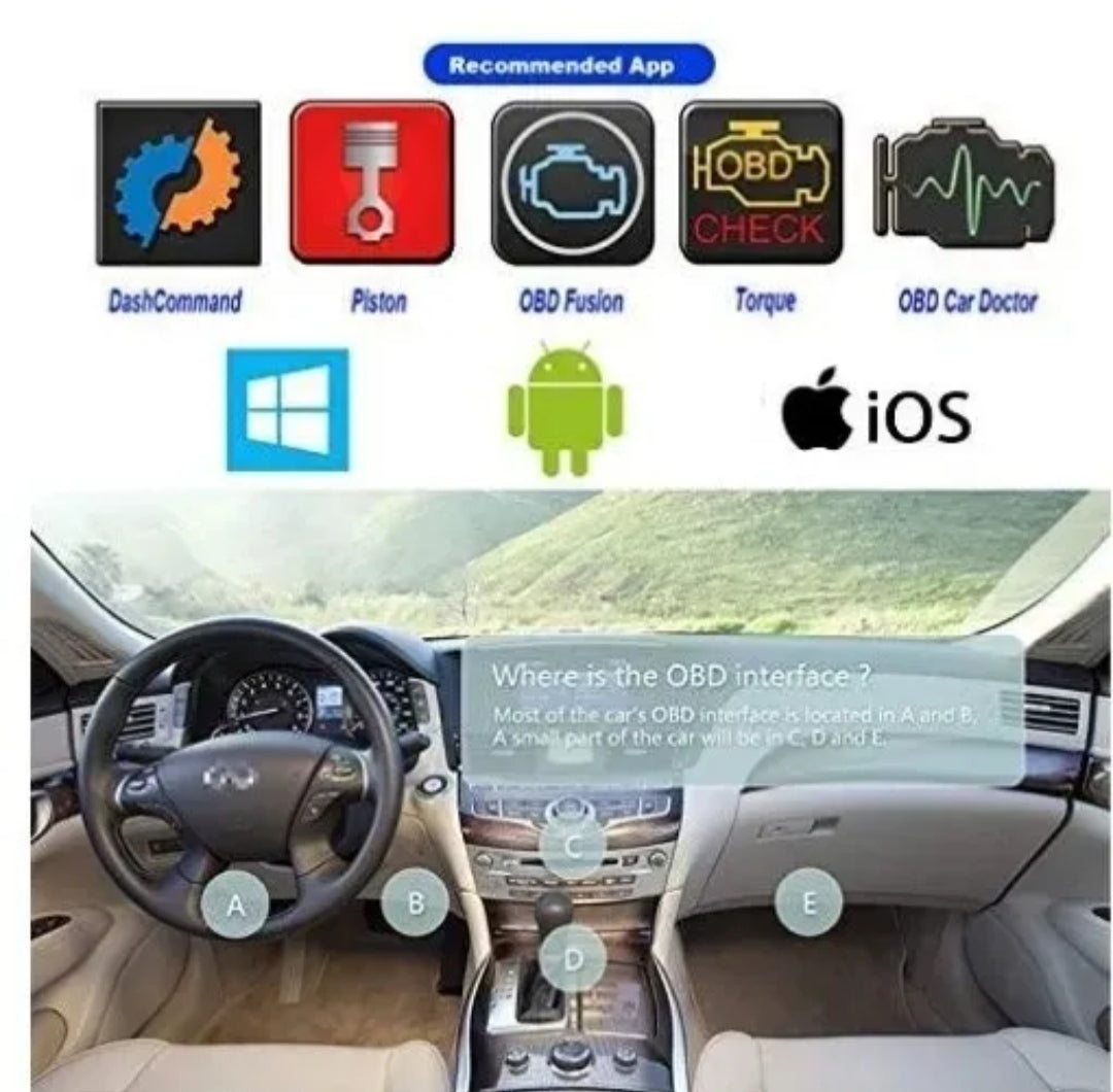 ELM327 DISPOSITIVO DI DIAGNOSTICA OBDII OBD2 SCANNER PER AUTO E MOTO DIAGNOSI ANDROID IOS