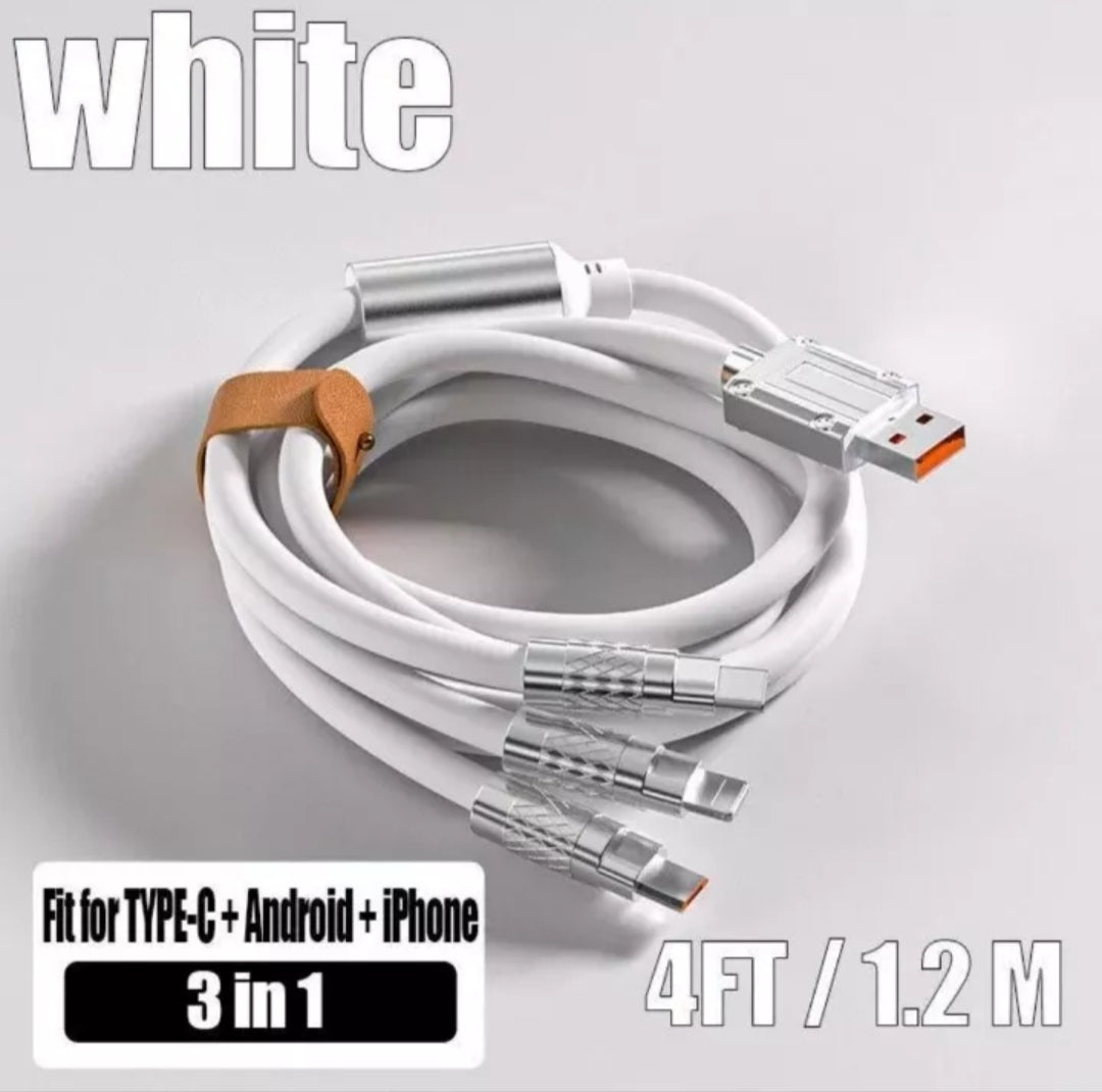 CAVO DI RICARICA CELLULARE 120W TIPO TYPE C IPHONE MICRO USB CAVETTO 3 IN 1