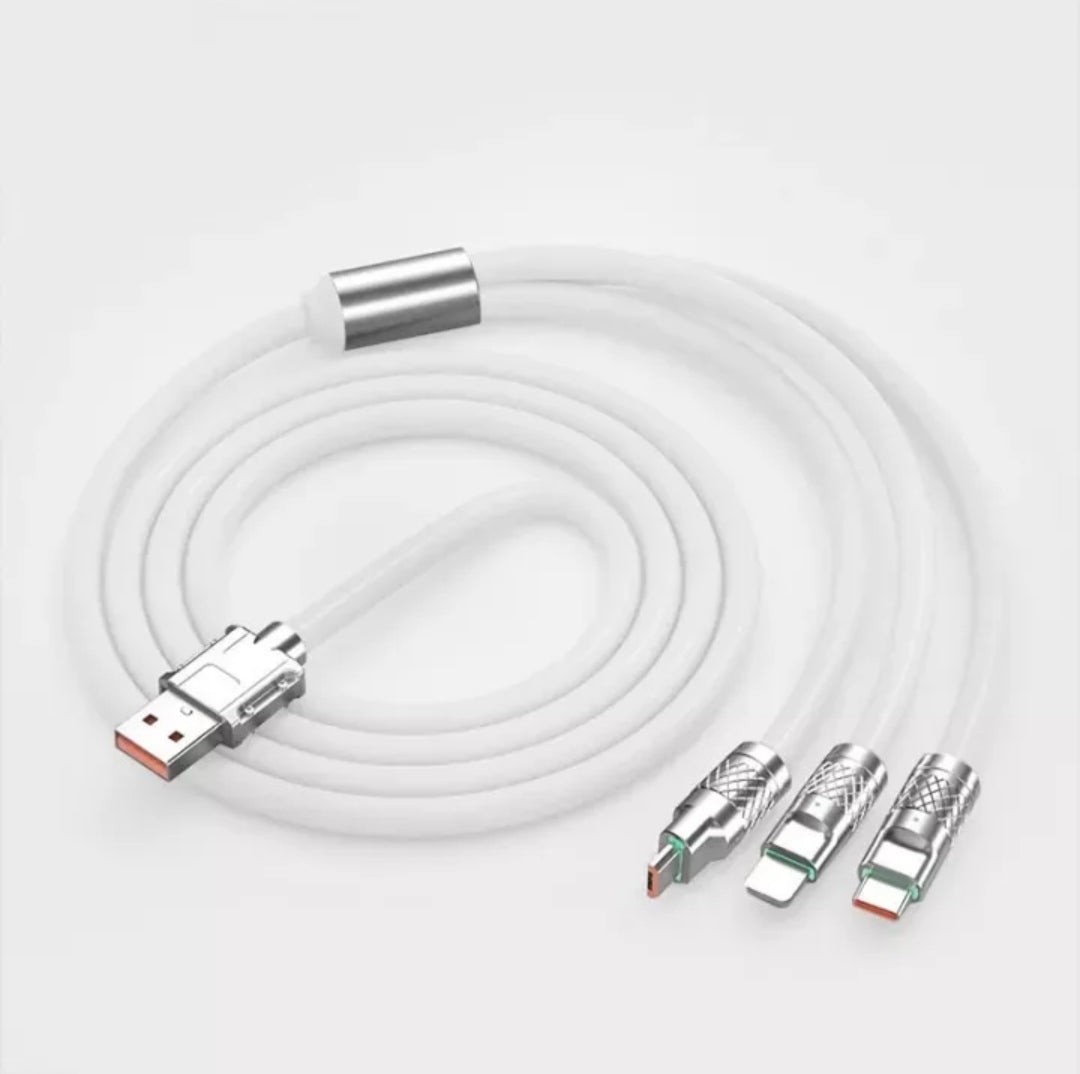 CAVO DI RICARICA CELLULARE 120W TIPO TYPE C IPHONE MICRO USB CAVETTO 3 IN 1