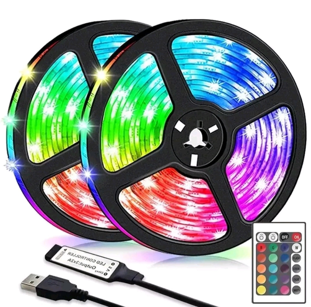 STRISCIA A LED TV CASA PC SMD 5050 RGB 3 METRI BOBINA USB E TELECOMANDO