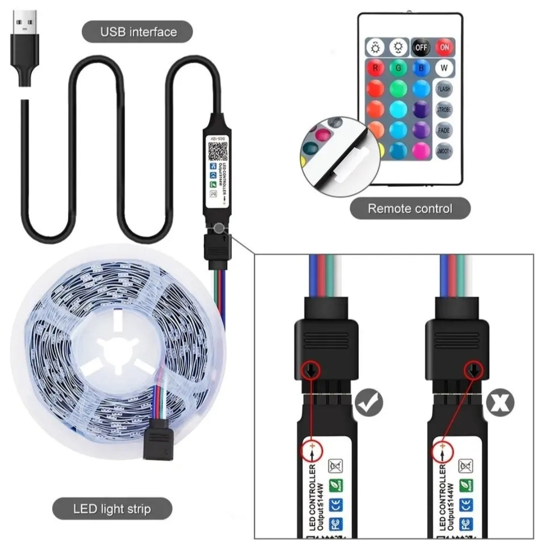 STRISCIA A LED TV CASA PC SMD 5050 RGB 3 METRI BOBINA USB E TELECOMANDO