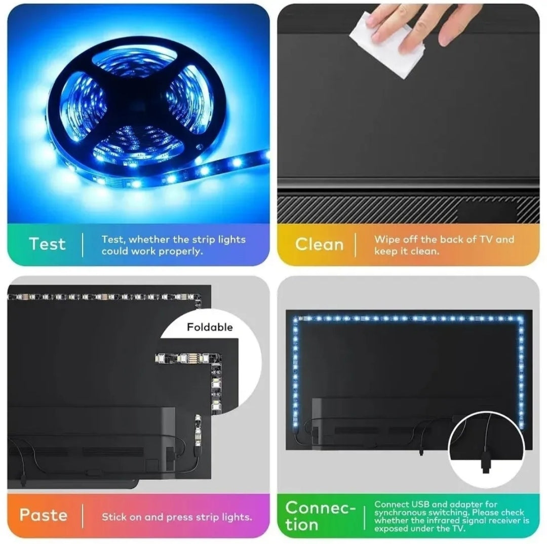 STRISCIA A LED DECORATIVA PER INTERNI TV CASA PC SMD 5050 RGB 3 METRI BOBINA USB E TELECOMANDO