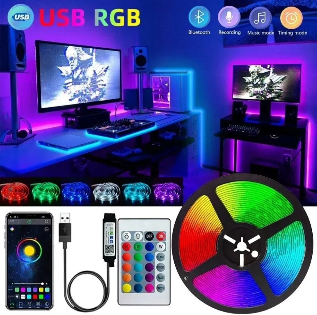 STRISCIA A LED DECORATIVA PER INTERNI TV CASA PC SMD 5050 RGB 3 METRI BOBINA USB E TELECOMANDO