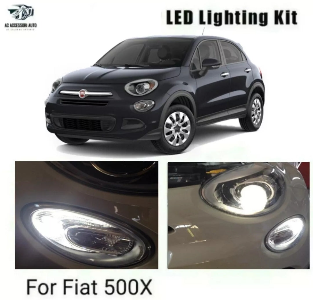 COPPIA LUCI DIURNE DRL LED FIAT 500X DAL 2017 IN POI 6000K T20 CANBUS NO ERROR