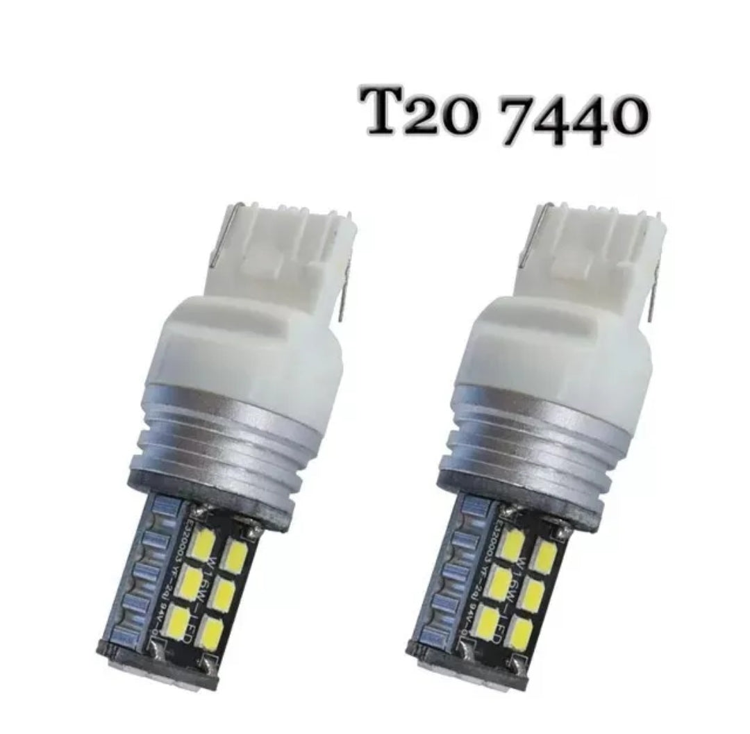 COPPIA LAMPADE LED T20 7440 W21W AUTO DIURNE RETROMARCIA PARCHEGGIO CANBUS 6000K NO ERROR