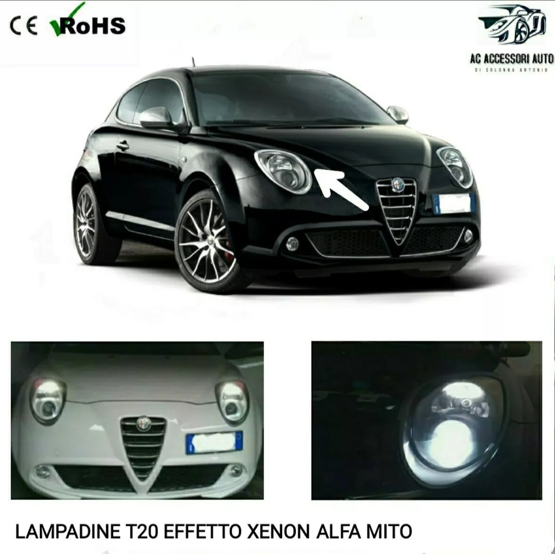 COPPIA LAMPADINE DIURNE ALFA ROMEO MITO T20 EFFETTO XENO BIANCO